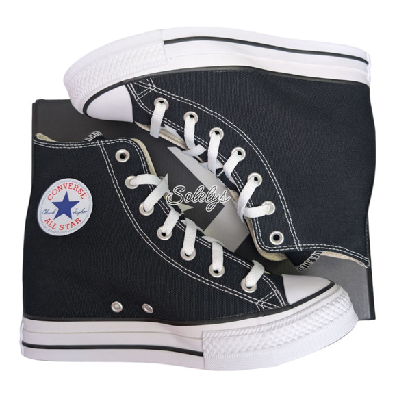 Converse Chuck Taylor All Star Hidden Wedge Platform Black White Sneaker 6 NEW - Picture 9 of 10